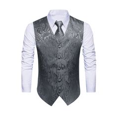 Button closure Silk + Cotton Blended Fabric Formal Suit Vest : High Quality Material, The material of vest is soft and lightweight. No fading, no distortion, anti-wrinkle and smooth, is not easy to pilling. Excellent Design : Business vest is designed with classic solid color, V-neck, 5-buttons closure and 1 real pocket on the front,2 real side pockets. The back adjustable Waistcoat offers a more accurate fit, makes you stand out in the crowd. Occasions for father's day/graduation ceremony/weddi Fitted Gray Suit For Spring, Fitted Gray Vest For Business, Gray Fitted Vest For Business, Gray Sleeveless Vest For Formal Occasions, Gray Sleeveless Fitted Outerwear, Sleeveless Fitted Gray Outerwear, Fitted Sleeveless Gray Outerwear, Classic Fitted Gray Vest, Business Suit Vest