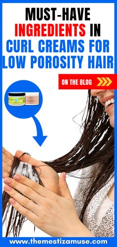 Woman applying curl cream for low porosity hair to her hair. Creams For Low Porosity Hair, Low Porosity Curly Hair Products, Low Porosity Hair, Define Curls, Low Porosity, Low Porosity Hair Products, Babassu Oil, Curl Cream