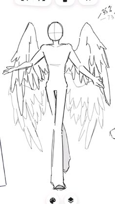 a drawing of an angel standing in front of a mirror