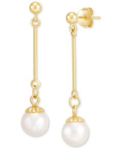 in stock Macy's Elegant Yellow Gold Earrings, Elegant Drop Earrings By Macy's, Elegant Drop Earrings From Macy's, Elegant Macy's Drop Earrings, Macy's 14k Gold Dangle Earrings, Classic Pearl Earrings From Macy's For Anniversary, Elegant Pearl Earrings From Macy's As Gift, Elegant Macy's Pearl Earrings As Gift, Macy's Classic Pearl Earrings For Anniversary