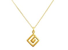 "Greek Key Pendant Necklace 'Meander' on 24K Gold Vermeil Chain or .925 Sterling Silver by Ilios This exquisite necklace handmade in Greece features a pendant with the Meander or Greek Key, the most important symbol in Ancient Greece, symbolizing infinity or the eternal flow of things. Pendant Dimensions: Width: 5/8\" or 1.5cm Total Length: 3/4\" or 2 cm Choose either 24K gold vermeil or .925 sterling silver Gold vermeil is .925 sterling silver plated with 24K gold. Choose to wear it on a choice Spiral Yellow Gold Necklace For Gift, Gold Spiral Necklace As A Gift, Gold Spiral Necklace For Gifts, Gold Spiral Necklace For Gift, Greek Necklace, Key Pendant Necklace, Greek Jewelry, Key Necklace, Gold Ribbons