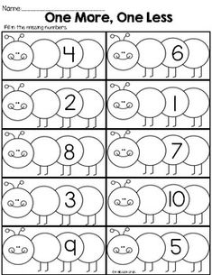 the printable worksheet for numbers 1 - 10 with an image of caterpillar