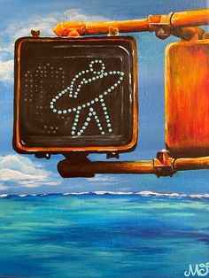 a painting of a traffic light with a starfish on it