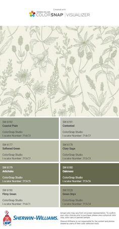 the color scheme for sherwinn williams's wallpapers is shown in shades of