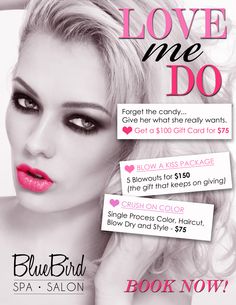 an image of a woman with pink lipstick on the cover of bluebird cosmetics's facebook page