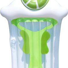 an inflatable water toy with a basketball on it's top and green handles