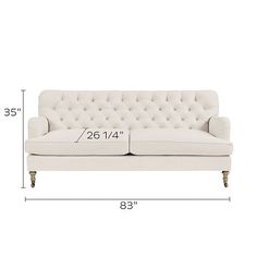 the standard size couch is shown with measurements