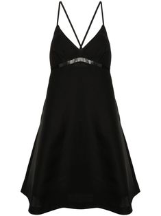 black silk-cotton blend flared design faille V-neck thin shoulder straps cut-out detailing two side inset pockets mid-length straight hem rear criss-cross straps Pleated Skirt Dress, Corset Mini Dress, Midi Dress Black, Versace Outfit, Halter Midi Dress, Dress Zipper, Strap Design, Cutout Dress, Cross Straps