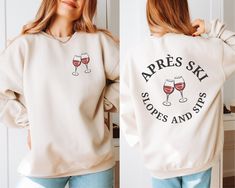 Après Ski, Here for Apres Après Ski Sweatshirt, Winter Sports Sweatshirt, Ski Weekend Trip, Girls Weekend Sweatshirt, Apres Ski Sweater, Aspen Sweater, Ski Sweater, Wine Glass Ideal for any situation, a unisex heavy blend crewneck sweatshirt is pure comfort. These garments are made from polyester and cotton. This combination helps designs come out looking fresh and beautiful. The collar is ribbed knit, so it retains its shape even after washing. There are no itchy side seams on these sweaters.  🤍 50% cotton, 50% polyester 🤍 Medium-heavy fabric (8.0 oz/yd² (271.25 g/m 🤍 Size up for loose fit 🤍 Runs true to size 🤍 Sewn-in label 80s In Aspen, Ski Weekend, Apres Ski Sweater, Ski Sweatshirt, Weekend Sweatshirt, Snowboarding Trip, Sports Sweatshirt, Ski Sweater, Sports Sweatshirts