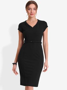 Shop Allegra K for pencil v neck cap sleeve work business bodycon sheath dress you are looking for, get more women's dresses for yourelf. Order now! Free Returns! Office Meeting, Dress Knee Length, Black Velvet Dress, Tweed Dress, Denim Midi Skirt, Daily Style, Knee Length Dresses, Women Skirts Midi, Pencil Dress