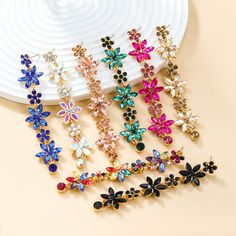 Material: Alloy Fashion Element: Flowers Style: INS Style Alloy Earrings, Diamond Flower, Rose Earrings, Watch Necklace, Ring Bracelet, Earring Necklace, Stylish Women, Colored Diamonds, Red Roses