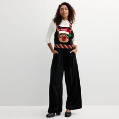 Be the most festively dressed at any holiday part in this Juniors' Born Famous Reindeer Jumpsuit. Click on this WOMEN'S GUIDE to find the perfect fit and more! Be the most festively dressed at any holiday part in this Juniors' Born Famous Reindeer Jumpsuit. Click on this WOMEN'S GUIDE to find the perfect fit and more! FEATURES Knit velvet construction 2 pockets Straight hem Pullover styling Sleeveless Fully lined SquareneckFIT & SIZING Relaxed fit 27 1/2-in. inseam 13 1/4-in. leg opening Wide le Target Ugly Christmas Jumper Suit, Christmas Sweater Jumpsuit, Christmas Ugly Sweater Unitard, Casual Christmas Loungewear Onesie, Red Holiday Onesie For Winter, Ugly Sweater, Pullover Styling, Reindeer, Wide Leg