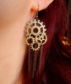 Bronze tone cog gears "Steampunk" earrings Steam Punk Diy, Moda Steampunk, Steampunk Items, Steampunk Wedding, Steampunk Diy