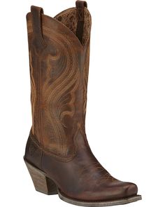 Ariat Lively Cowgirl Boots - Square Toe, Brown Rugged Heeled Boots For Fall, Rugged Moto Boots For Western-themed Events, Rustic Fitted Boots For Rodeo, Western Style Brown Heeled Boots, Western Brown Boots With Stacked Heel, Western Wide Calf Boots With Stacked Heel, Rugged Fitted Boots For Rodeo, Rugged Heeled Boots With Reinforced Heel, Fitted Boots With Stacked Heel For Rodeo