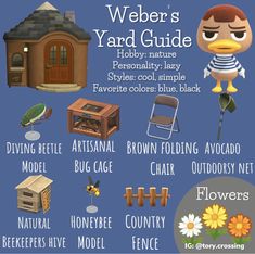 a poster with different types of items for the yard and garden, including a birdhouse