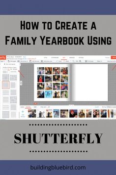 a book with the title how to create a family yearbook using shutterly