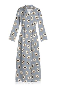 Tiger Print Robe Dress Shawl collar; open front. Long sleeves. Self-tie sash at waist. Relaxed silhouette. Straight hem. Imported. Fiber Content: 100% CuproCare: Gentle hand wash only Robes Silk, Dress Shawl, Belted Robe, Dresses Printed, Dress With Shawl, Printed Robe, Silk Dresses, Silk Robe, Dresses Designer