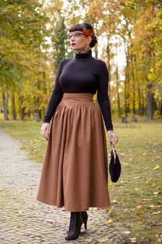 "Thanks for @eve_pain wearing Xiaolizi's brown wool skirt. The brown wool skirt made with soft wool blend, it has a polyester lining inner. It is high waist skirt for winter day,  The long vintage skirt has no pockets because of the special waist. Right side zipper made the skirt easy to wear.  we created many women skirt with different style , we like some pleated skirt with longer and bigger hem style, it won't show my hips bigger, make me more elegant. DETAILS * More color https://etsy.me/3wobBvT * 35% wool blend, 35% fiber and polyester, 40% nylon * Full polyester lining * Hidden zipper in the right side * No Pockets, can't add for the style * Ankle length * Dry clean Choose CUSTOM Order if you * Need other color * Can't find your size in our size Chart * Chang the Length * Your Height Pencil Skirt Fall Outfit, Vintage Brown Skirt, How To Style A Brown Skirt, Long Brown Skirt Outfit, Formal Skirt Outfit, Long Vintage Skirt, Midi Wool Skirt, Brown Skirt Outfit, Skirt For Winter