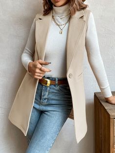 Sleeveless Blazer Outfit, Vest Outfits For Women, Pajamas Fashion, Pajamas Winter, Pajamas Summer, Homewear Fashion, Beige Outfit, Women Pajamas