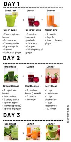 Try out these easy and yummy juice Recipes for a 3-day juice cleanse Plan. Juicing for gut health - How to do it properly. Juice recipes included. Juice Cleanse Plan, Healthy Juice Cleanse, Juice Fast Recipes, Yummy Juice Recipes, Diy Juice Cleanse, Detox Juice Cleanse