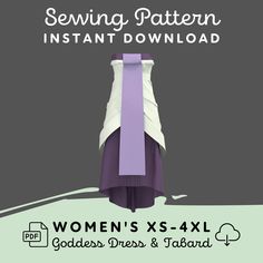 a woman's dress and tie with the text sewing pattern instant