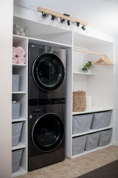 a washer and dryer in a laundry room