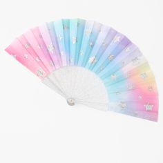 a rainbow colored fan with stars on it