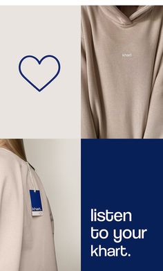 a woman wearing a hoodie with the words listen to your heart on it