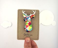 Geometric Deer Brooch Neon 'Stag Head'. £11.50, via Etsy. Stags Head, Geometric Accessories, Stag Head, Craft Business, Bijoux Diy, Display Cards, Xmas Cards, Boutonniere, Pin Badges