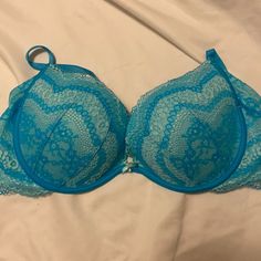 Victoria Secret 32d Brand New Without Tags Elegant Blue Bra For Spring, Elegant Blue Spring Bra, Victoria's Secret Blue Underwire Bra, Fitted Lace Bra In Light Blue, Victoria's Secret Stretch Blue Bra, Victoria's Secret Padded Blue Bra, Victoria's Secret Blue Padded Bra, Victoria's Secret Blue Push-up Bra, Blue Padded Cup Bra By Victoria's Secret