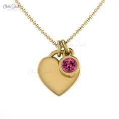 Description Radiate charm with this 14k gold heart necklace. Adorned with a 0.17 ct pink tourmaline, this solitaire chain necklace embodies timeless elegance. A perfect gift for anniversaries or a touch of everyday luxury, it's a stunning jewelry trend for 2024. Product Details SKU CJ N 1251 TM Metal 14K solid gold Chain type Cable Chain Chain length 14+2 inch Closing mechanism Spring Ring Product dimension 16 inch x 9.04 mm x 3.54 mm Birthstone October Certification - Pink Tourmaline Details St Pink Gemstone Birthstone Necklace For Anniversary, Pink Gemstone Birthstone Necklace In Sterling Silver, Pink Sterling Silver Birthstone Necklace, Heart-shaped Pink Sapphire Jewelry Gift, Heart-shaped Pink Sapphire Jewelry For Gift, Heart-shaped Pink Sapphire Jewelry As Gift, Pink Birthstone Jewelry For Everyday, Pink Round Tourmaline Jewelry, Everyday Pink Birthstone Jewelry