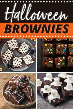 halloween brownies collage with text overlay