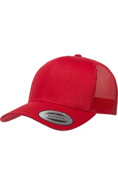 Yupoong 6606 Red / Red Adult Retro Trucker Cap | JiffyShirts Classic Red Trucker Hat, Classic Red Baseball Cap With Curved Bill, Classic Red Hat With Curved Bill, Classic Red Curved Bill Hat, Adjustable Breathable Red Hat, Red Breathable Trucker Hat, Red Six-panel Trucker Hat For Sports, Adjustable Red Six-panel Trucker Hat, Red Adjustable Six-panel Trucker Hat