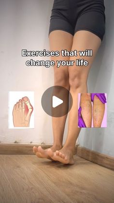 a woman standing on top of a wooden floor next to a wall with the words exercises that will change your life