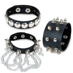 PRICES MAY VARY. High Quality Material: Our studded punk wristbands are made of handmade soft PU leather and alloy, this wide leather bracelet is durable and not easy to rust or corrode, the wear-resistant material supports you to wear it for a long time. Size: Punk wristband length 6.29"-9.44" (18cm-24cm) * width 0.59"-1.57" (1.5cm-4cm). Classic snap closure design, secure clasp type, wide bracelet is easy to put on or take off by yourself. Punk Style: These vintage wide bracelets combines leat Punk Wristband, Sewer Tunnel, 80s Costume For Men, Leather Cuff Men, Punk Bracelets, 80s Costumes, Skeleton Bracelet, Emo Accessories, Costumes For Men