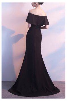 Formal Long Black Mermaid Evening Dress Off Shoulder - $78.48 #S1496 - SheProm.com Black Dress Off Shoulder, Dresses For Teens Black, Chinese Fancy Dress, Long Black Evening Dress, Outfit Inspo Spring, Long Dresses Casual Maxi, Black Evening Dress