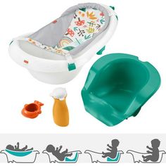 the baby bather is set up with its accessories