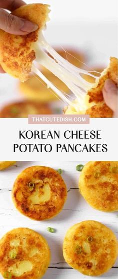 korean cheese potato pancakes with dipping sauce