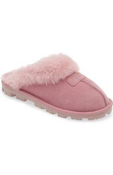 UGG® Coquette Shearling Lined Slipper (Women) | Nordstrom Ugg Coquette Slippers, Ugg Coquette, Slippers Online, Athleisure Sneakers, Clogs Style, Slide Slippers, Suede Slippers, Clog Slippers, Fur Slippers