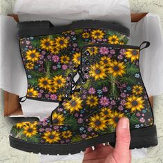 Sunflower Boots, Mandala Elephant, Hippie Boots, Save The Elephants, Light Boots, Comfortable Boots, Soft Textiles, Good Grips, Vegan Friendly