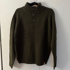 Weatherproof Men’s Sweater In Hunter Green Size Small New With Tags Green Outerwear With Ribbed Collar For Winter, Green Winter Sweater For Outdoor, Green Winter Outdoor Sweater, Classic Winter Outdoor Sweater, Vintage Quarter Zip, Fall Knit Sweater, Vintage Christmas Sweaters, Casual Pullover Sweater, Quarter Zip Sweater