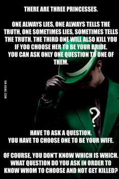 a man in a green suit with a question mark