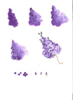 purple flowers are arranged in the shape of hearts on a white background with text that reads, paint simple flowers