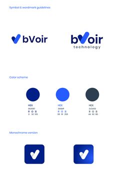 several different logos are shown in blue and black, with the words bvoir technology on