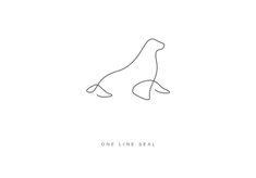 a line drawing of a dog on a white background with the words one line seal