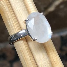 Natural Rainbow Moonstone 925 Sterling Silver Ring Size 6, 8, 9 - Natural Rocks by Kala White Moonstone Ring With Oval Cabochon, White Oval Cabochon Moonstone Ring With Gemstone, White Oval Moonstone Ring With Large Stone, Large Oval White Moonstone Ring, White Moonstone Ring In Sterling Silver For Healing, White Opal Moon Shaped Ring With Gemstone, White Moon-shaped Opal Gemstone Ring, White Moonstone Ring With Large Stone In Sterling Silver, White Moon Shaped Opal Gemstone Ring