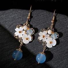 Gold Plated Flower Shell Hook Earrings Material: Gold Plated, Copper, Shell, Natural Stone Style: White/Blue First Picture Occasion: Anniversary, Engagement, Wedding, Gift, Party, Daily Wear Style: Boho Vintage Dangle Earring Bundle & Save Fast Shipping Offers Welcome Posh Ambassador Over 300 Love Notes Please Look At My Other Beautiful Jewelry Elegant Summer Jewelry With Flower Decoration, Blue Dangle Flower Earrings For Spring, Elegant Light Blue Earrings For Summer, Light Blue Flower Jewelry For Spring, Blue Flower-shaped Spring Jewelry, Elegant Light Blue Summer Jewelry, Light Blue Flower Earrings For Spring, Elegant Blue Flower Charm Earrings, Elegant Light Blue Flower Earrings