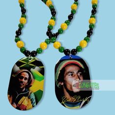 Bob Marley Beaded Necklaces - JAMAICA These Bob Marley Necklaces have a 3 inch Oval pendant and a beaded chain with screw closure, Pendants are Acrylic, not bendable,  Length of Necklace is 24 Inches long in a straight line from one end to the other end,  Great for Gifts. ORDERS USUALLY SHIP IN 24 HRS We only ship via USPS (United States Postal Service)   At check-out, your shipping will be calculated based on USPS actual rates.  We highly recommend using the Priority Mail option, as it is the b Adjustable Beaded Necklaces With Ball Chain For Gifts, Adjustable Ball Chain Beaded Necklaces As Gift, Adjustable Beaded Ball Chain Necklace For Gifts, Bead Necklaces, Island Vibes, Straight Line, Oval Pendant, Beaded Necklaces, Bob Marley