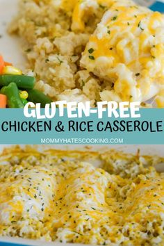 the chicken and rice casserole has been made with gluten - free cheese