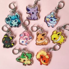 the pokemon keychains are all different colors